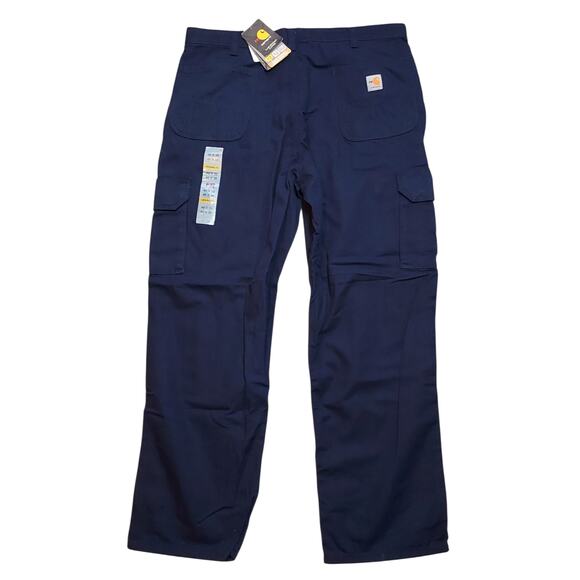 NEW Carhartt Flame Resistant Loose Fit Canvas Men's Blue Cargo Pants Sz 40x32 - Picture 3 of 7